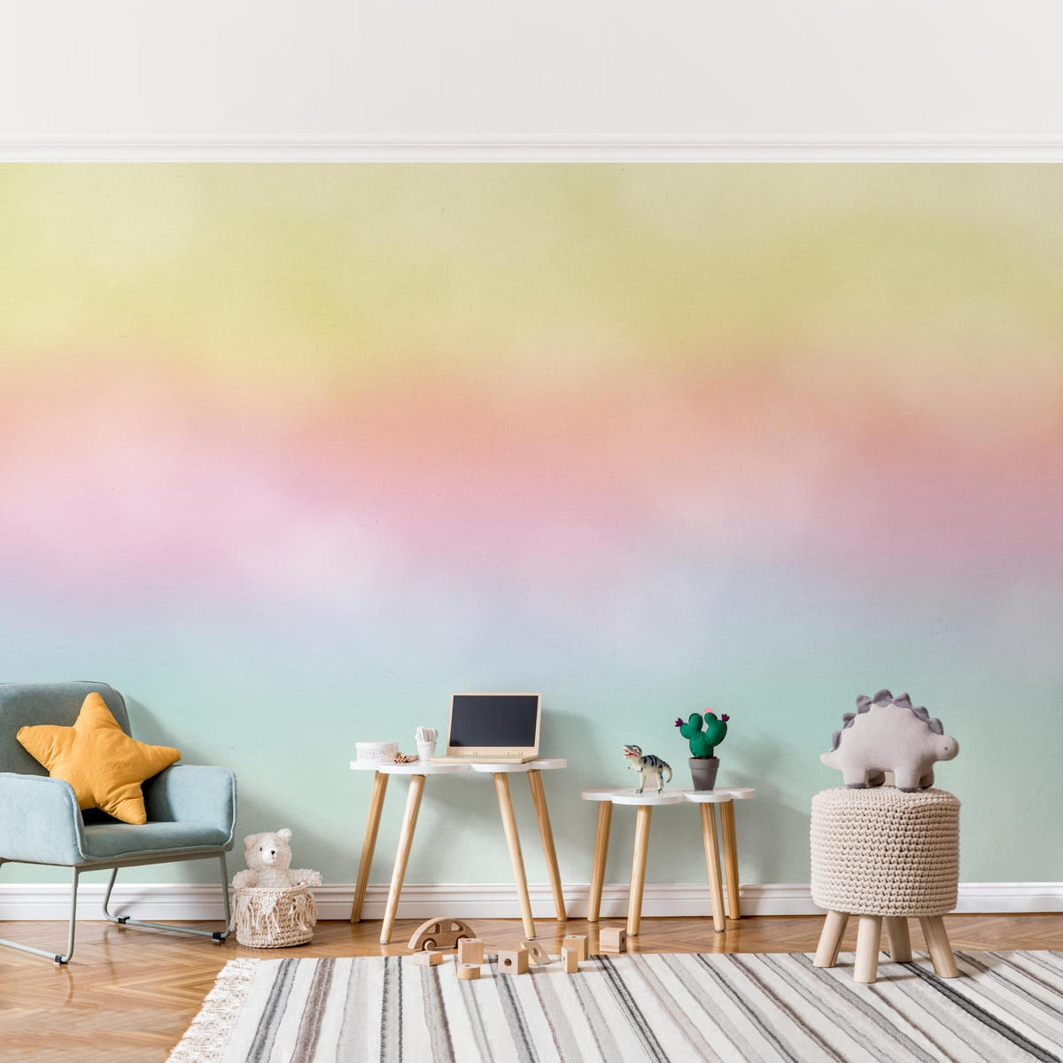 FOTOTAPETE Regenbogen Wasserfarben 288/190 cm - Multicolor, Papier (288/190cm) - Bilderwelten