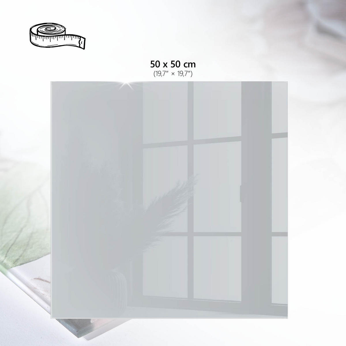 TISCHPLATTE 50x50 cm – Hellgrau - Orange, Glas (50/50/0.4cm) - Wallfluent