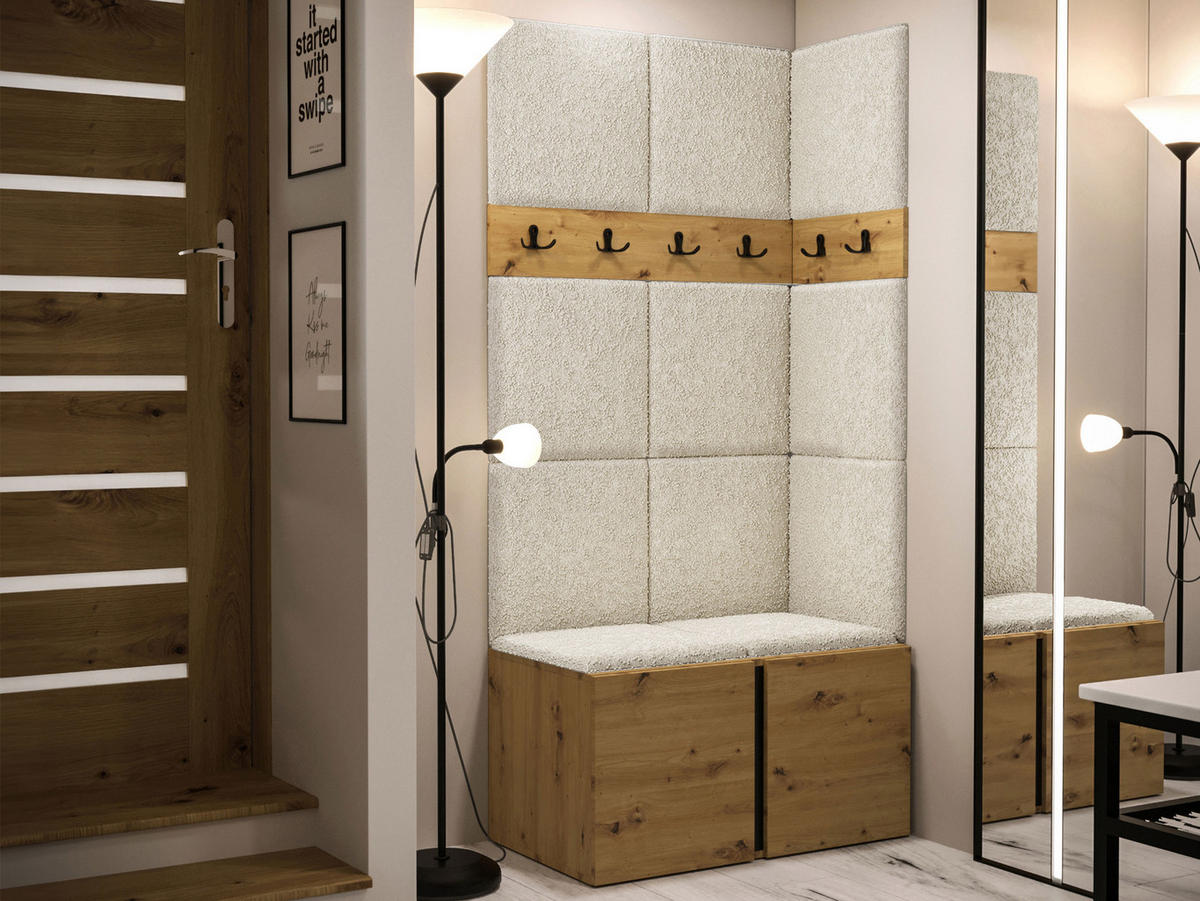 GARDEROBEN-SET Orion I - Creme/Eiche Artisan, Holzwerkstoff/Kunststoff (84/186/46cm) - MIRJAN24