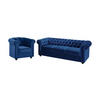 COUCHGARNITUR 3+1 - Samt - Dunkelblau - CHESTERFIELD - Blau, Textil (88/72/205cm) - Vente-Unique