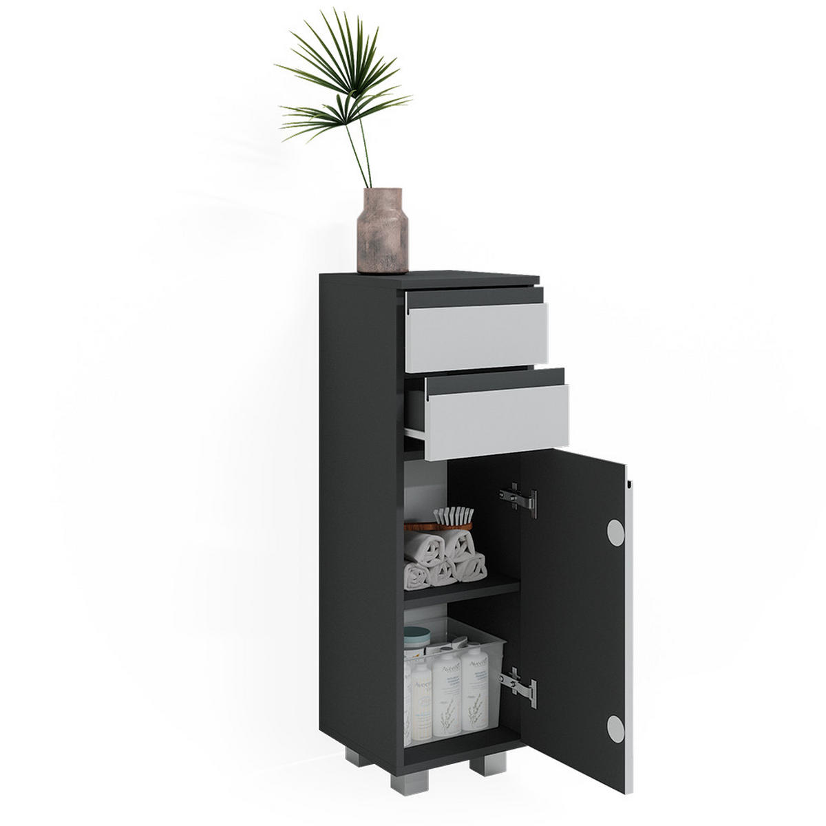 STŘEDNÍ SKŘÍŇKA J-Shape Antracit - bílá, kompozitní dřevo (30/95/30cm) - Vicco