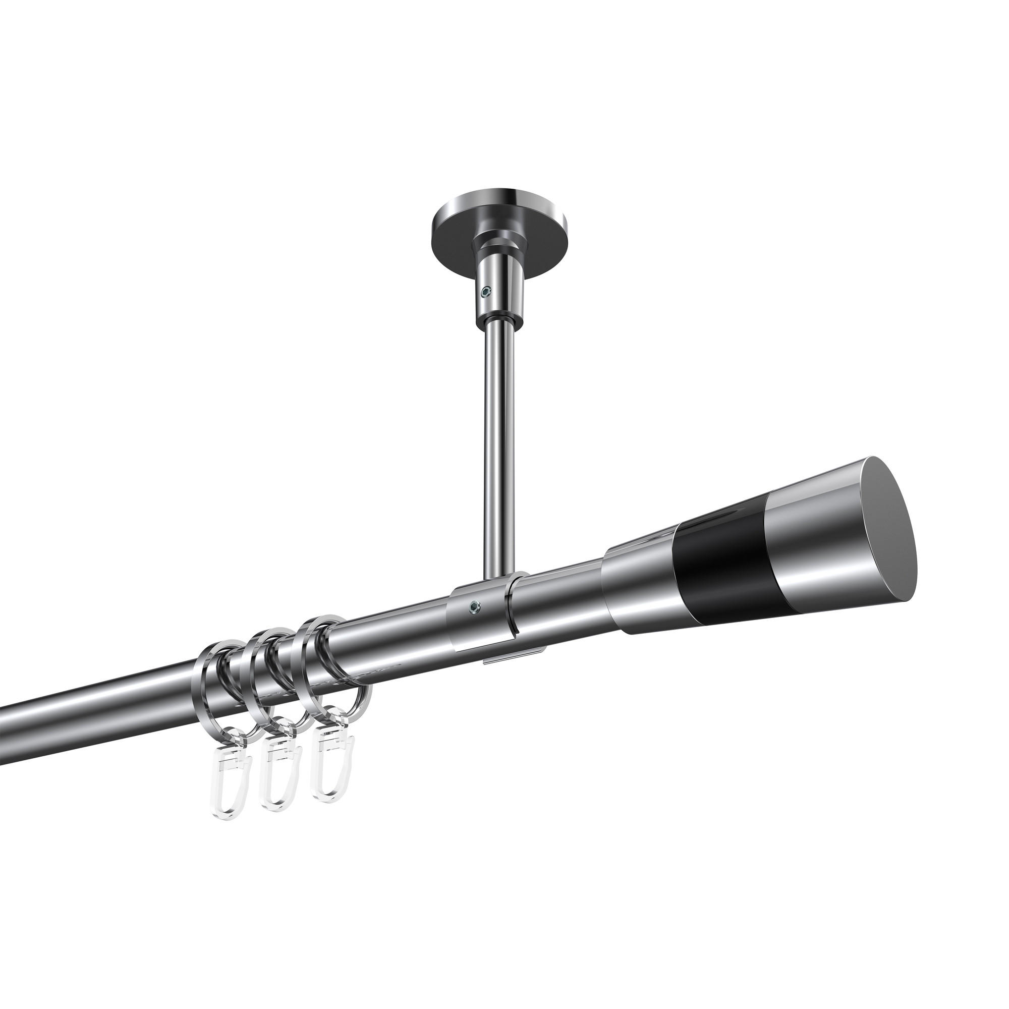 GARDINENSTANGEN-SET Sonette Tanara 100 cm, 1-läufig, 20 mm Ø Chrom - Chromfarben/Schwarz, Metall (100cm) - INTERDECO