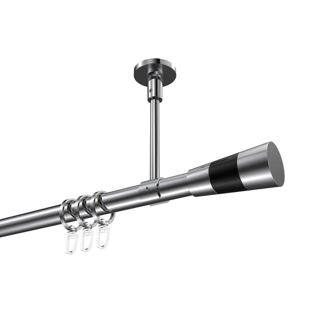 GARDINENSTANGEN-SET Sonette Tanara 120 cm, 1-läufig, 20 mm Ø Chrom - Chromfarben/Schwarz, Metall (120cm) - INTERDECO