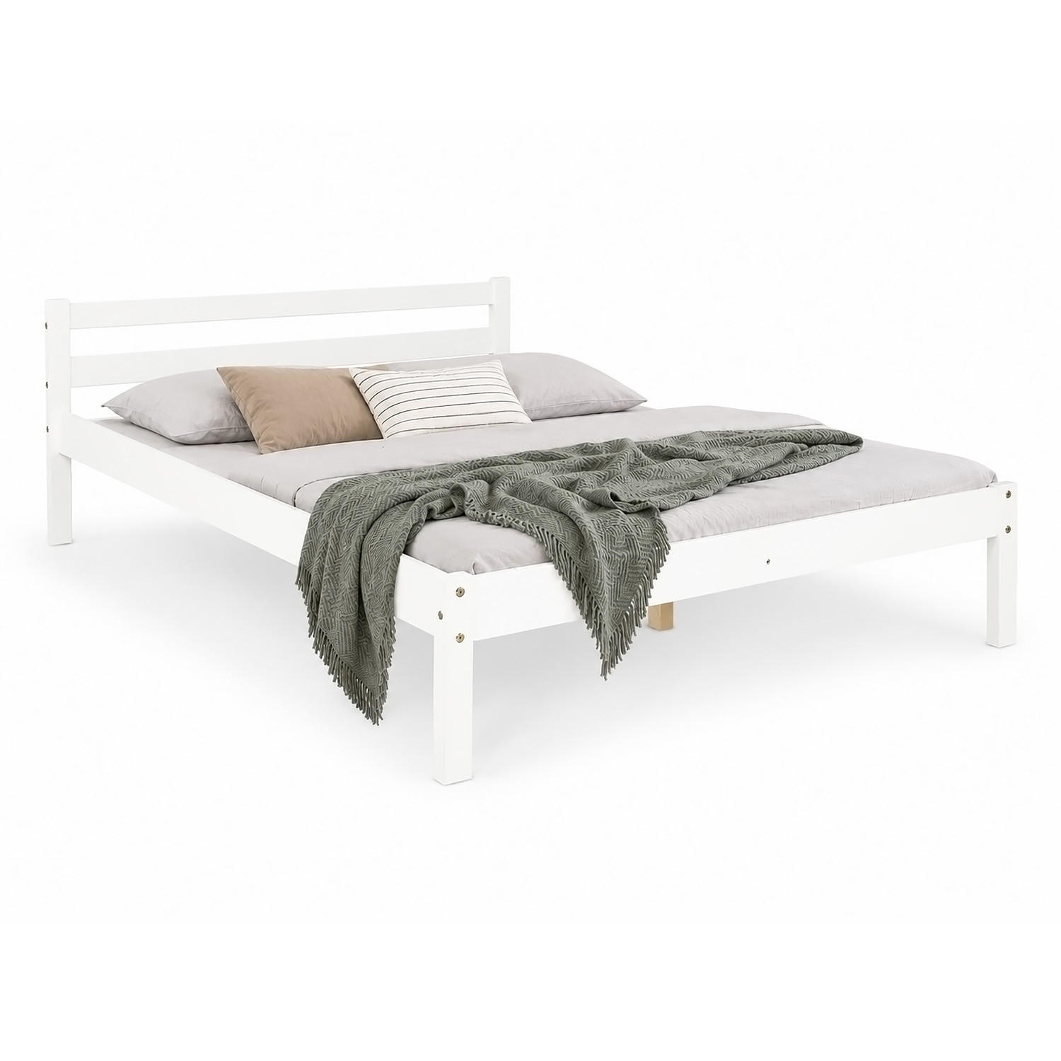 HOLZBETT Weiß 140/200 cm Doppelbett mit Lattenrost - Weiß, Holz (140/200cm) - Homestyle4u