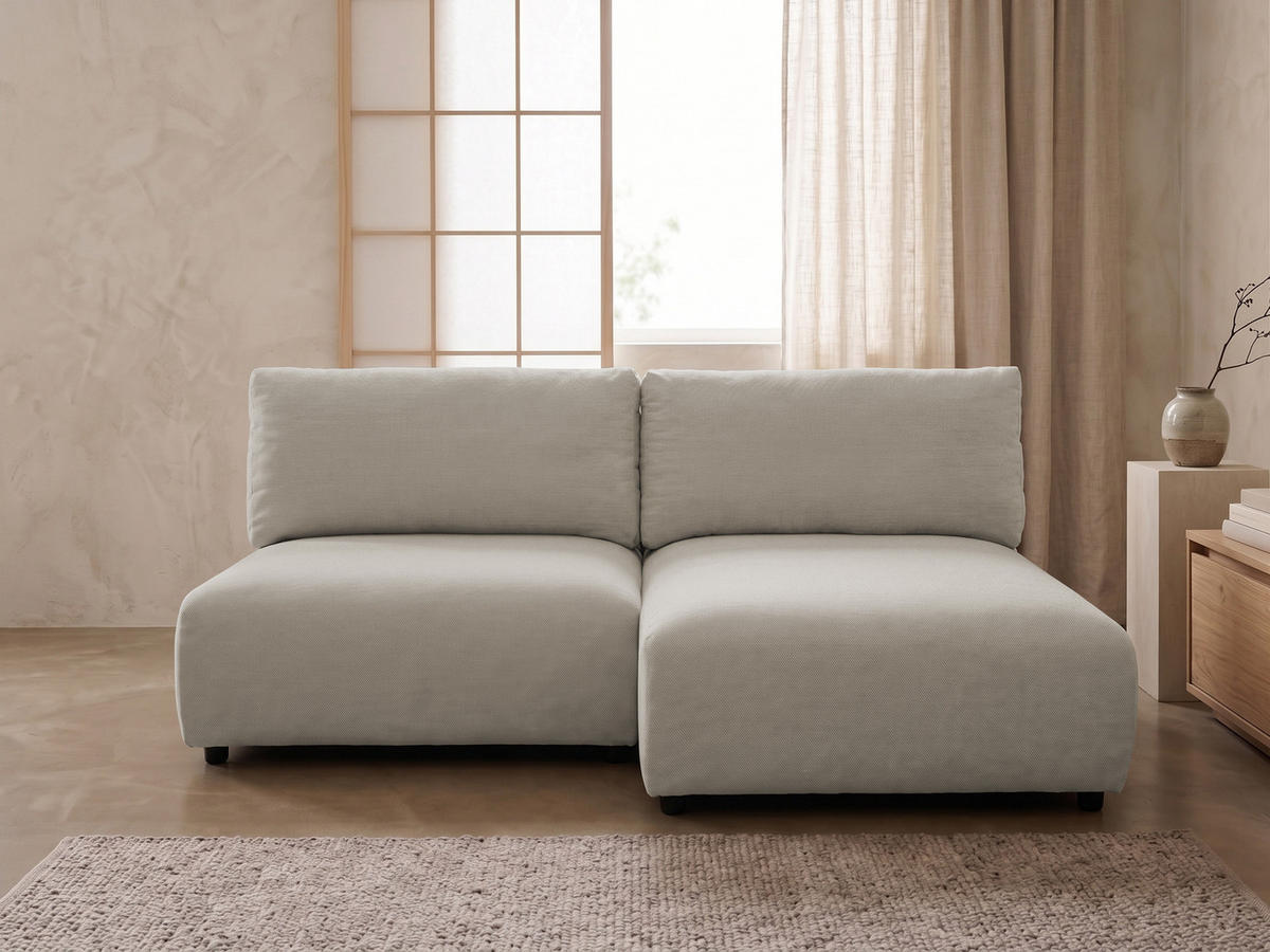 ECKSOFA Sora mit Schlaffunktion, Bettkasten und extra tiefer Komfortzone aus hochwertigem Taupe Strukturstoff - Taupe/Schwarz, Holz/Kunststoff (200/140cm) - S-Style