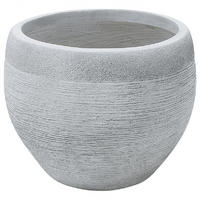 BLUMENTOPF weiß rund 38/38/30 cm Zakros - Weiß, Naturmaterialen (30cm) - Beliani