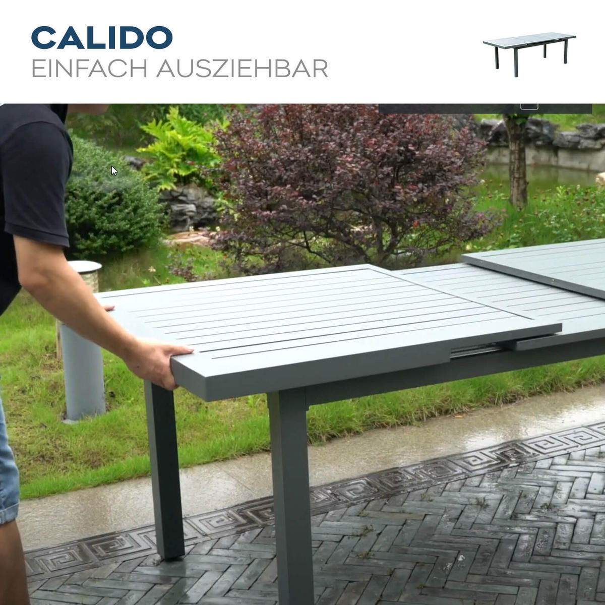 SITZGRUPPE CALIDO MADERA - 9 tlg. - Anthrazit, Metall - Home Deluxe