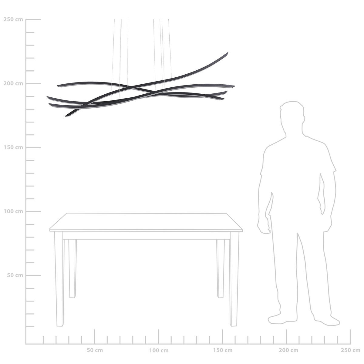 HÄNGELEUCHTE Calao 17/160/160 cm - Schwarz, Metall (17/160/160cm) - Beliani