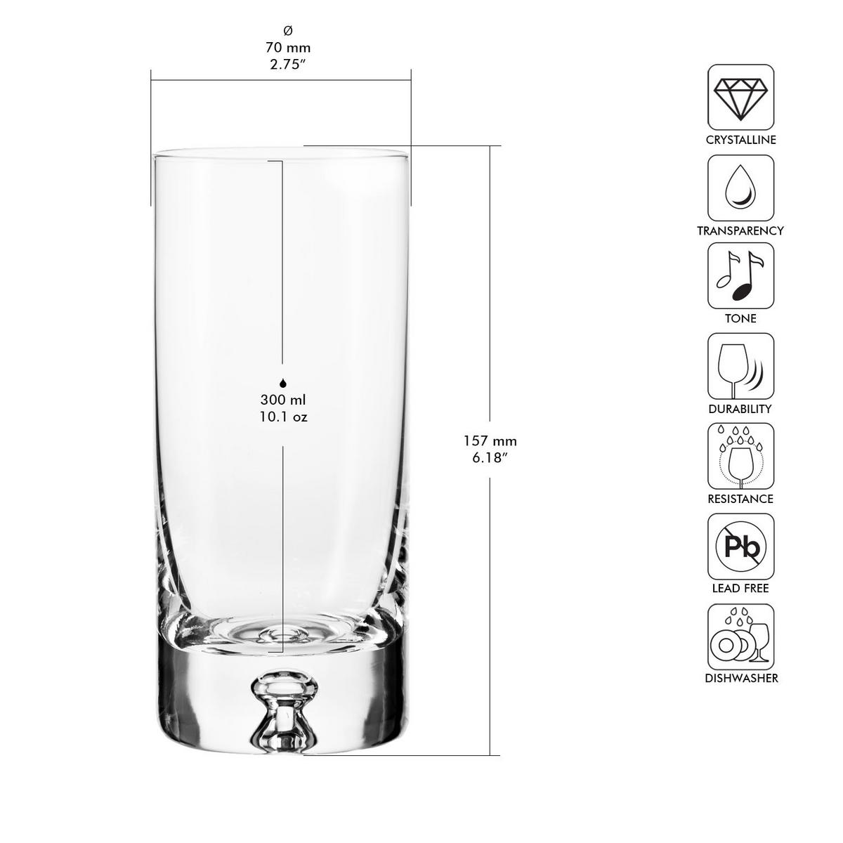 LONGDRINKGLÄSER, 6er-Set, 300 ml - Transparent, Glas (0.3L) - Krosno Glass