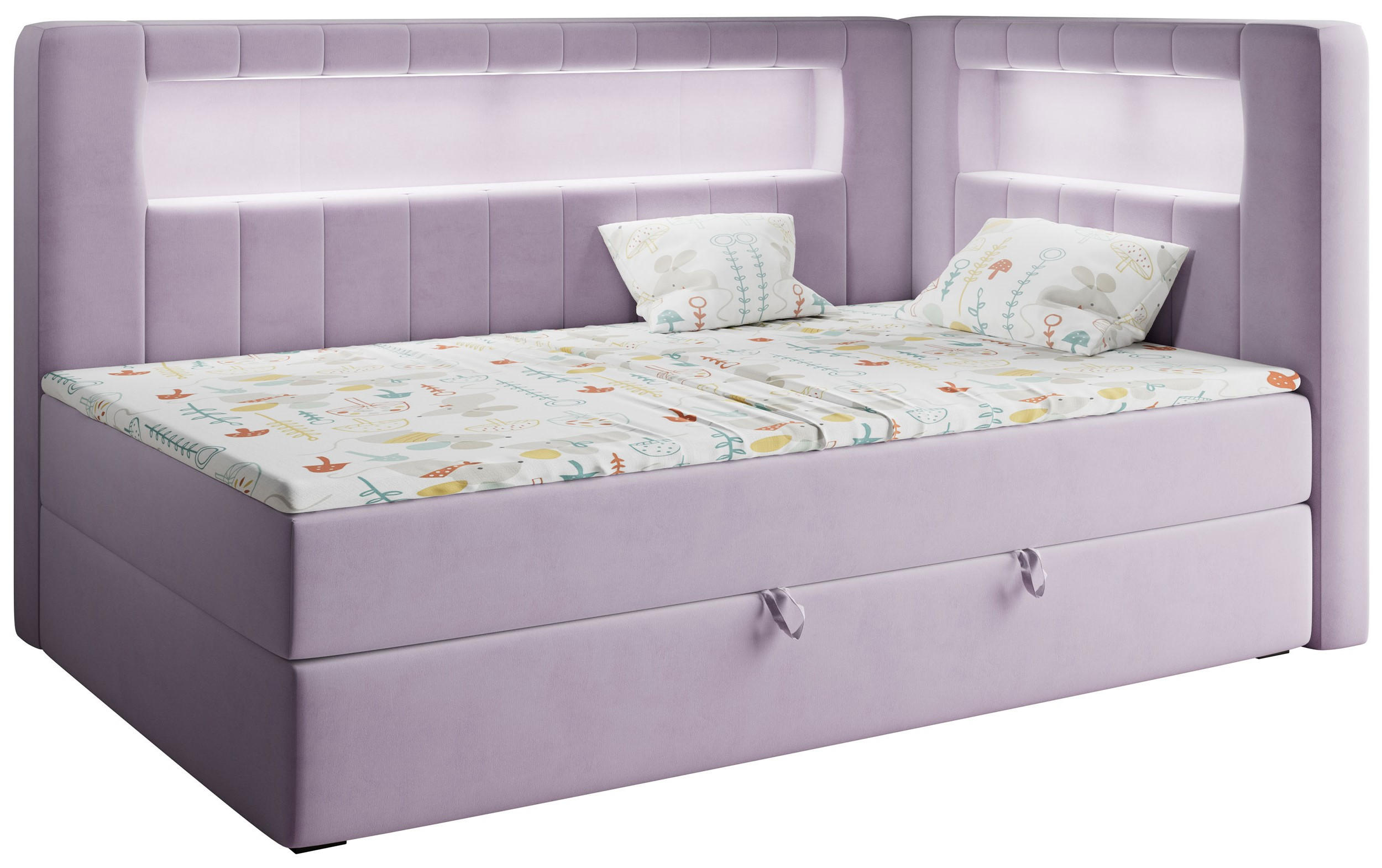 BOXSPRINGBETT JUNIOR GOLD 3 90/200 Violett - rechte Seite - Violett, Holz/Textil (90/200cm) - MKS