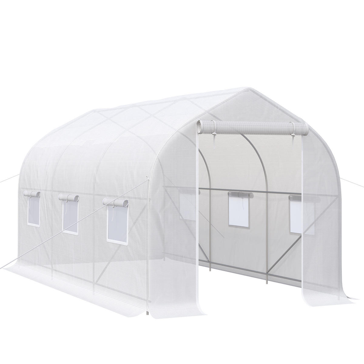GEWÄCHSHAUS DE-12034 mit 2 Türen & 6 Fenstern Weiß - Weiß, Kunststoff (200/200/400cm) - ComfortXL