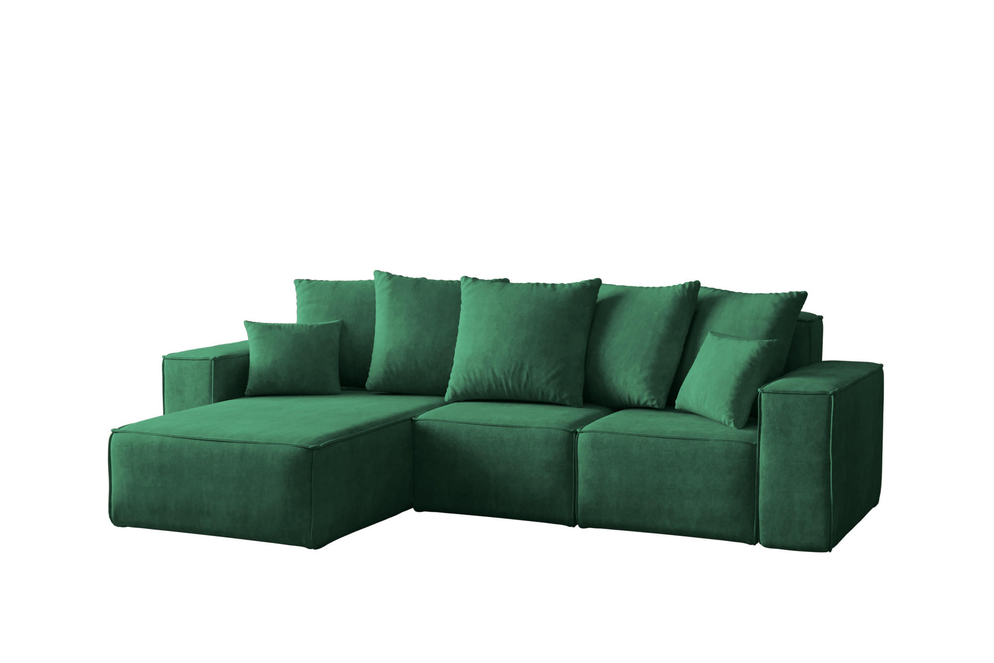 ECKSOFA L-Form Premium Kollektion ELLA Stoff Velours Noel Grün Links - Grün, Holz/Textil (168/262cm) - Kaiser Möbel