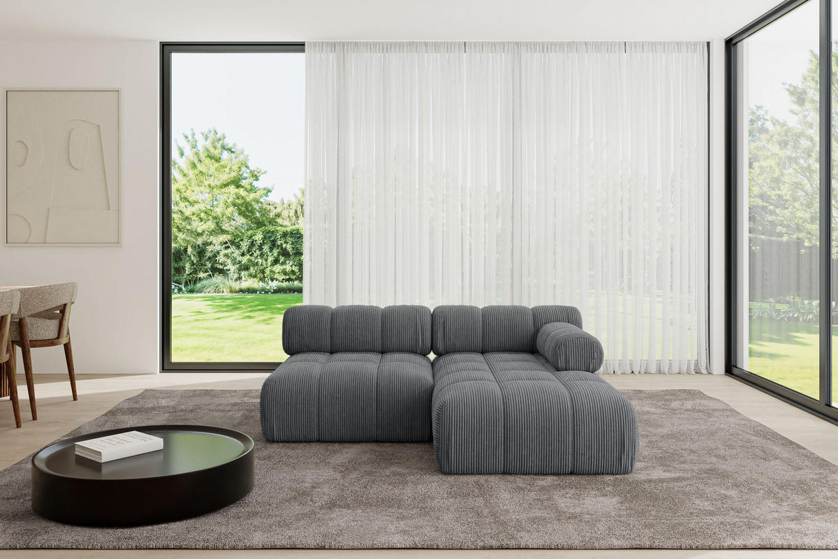 ECKSOFA modulares Sofa Razon-L1 - 190x160x70 cm Dunkelgrau Cord - Dunkelgrau, Holzwerkstoff/Textil (190/160cm) - ALTDECOR