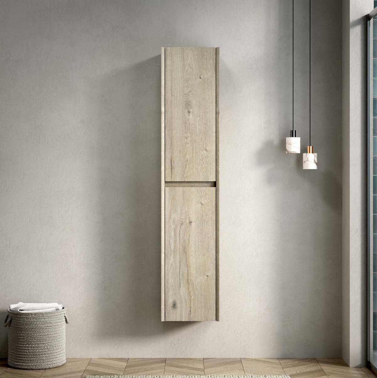 BADEZIMMER-WANDSCHRANK 140 cm Off White mit 2 Türen - Weiß, Holzwerkstoff (24/30/140cm) - Beauniv