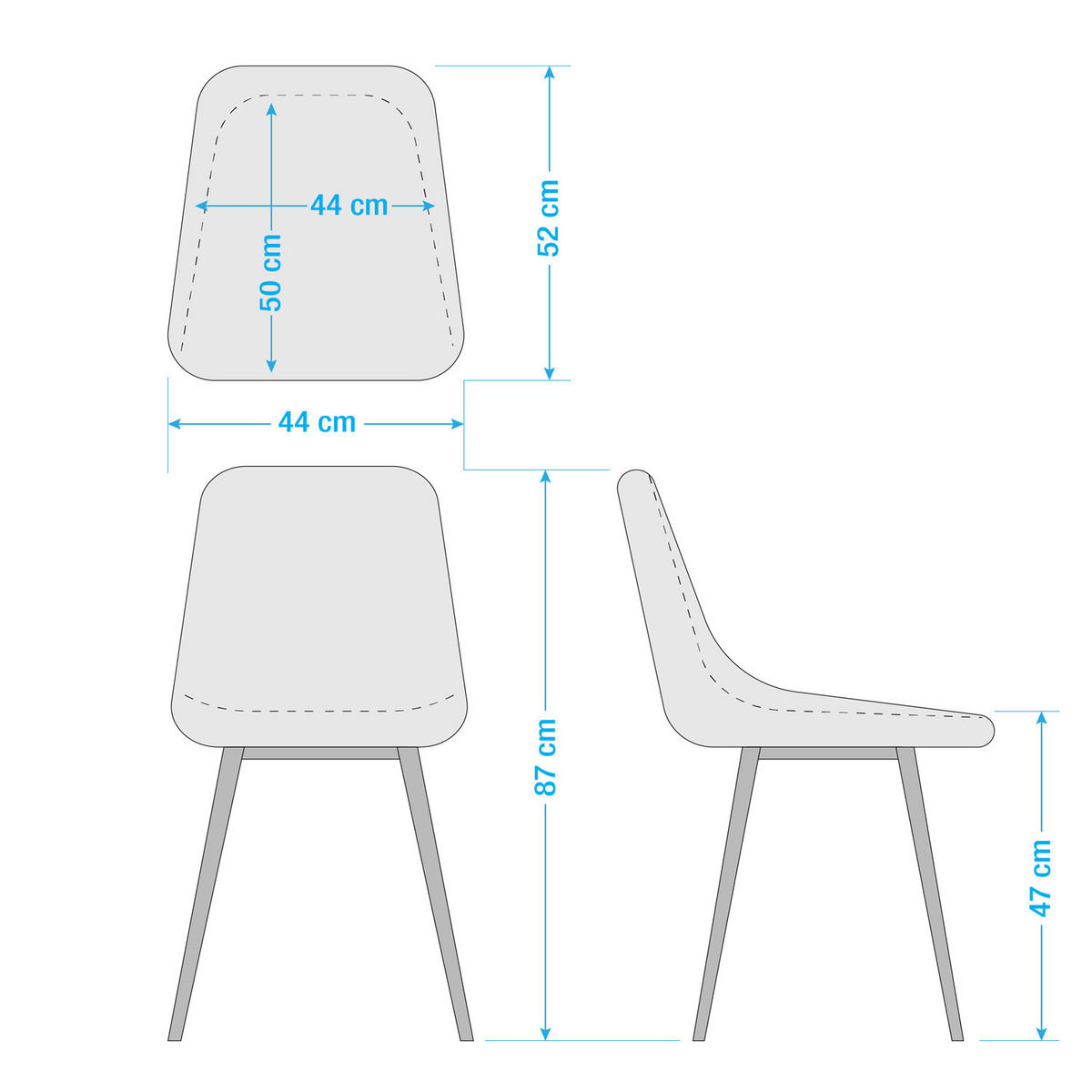 POLSTERSTUHL - Metall / Kunstleder - Weiß, Kunststoff/Metall (44/87/52cm) - home24
