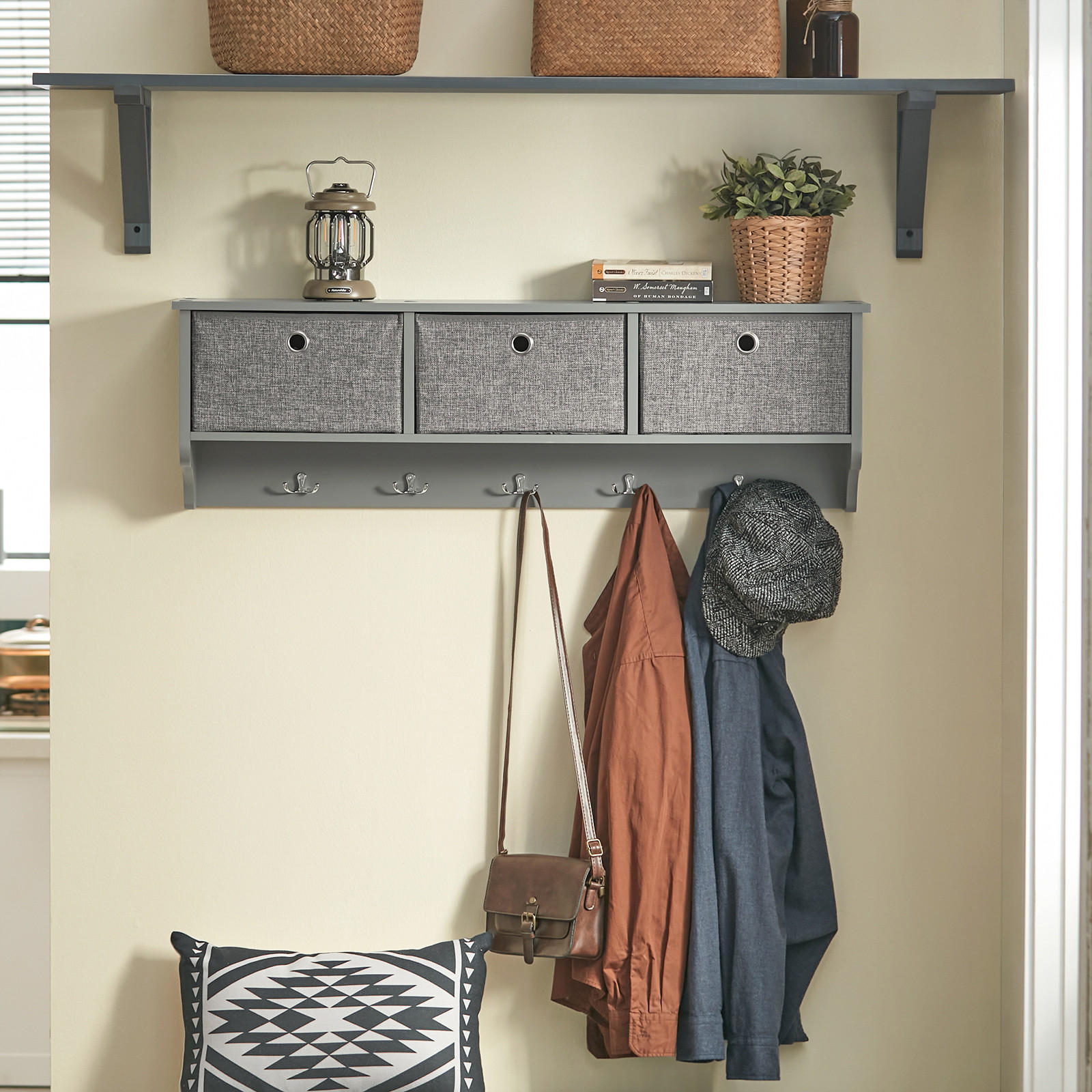 WANDGARDEROBE Grau - Grau, Holzwerkstoff (100/30/20cm) - SoBuy