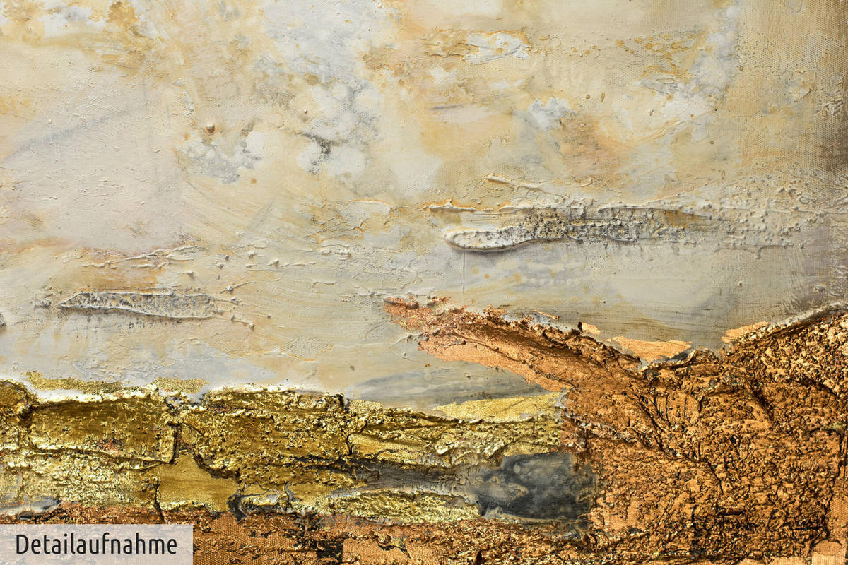 ACRYLBILD HANDGEMALT 120/40 cm - Weiß/Braun, Holz/Textil (120/40cm) - KUNSTLOFT