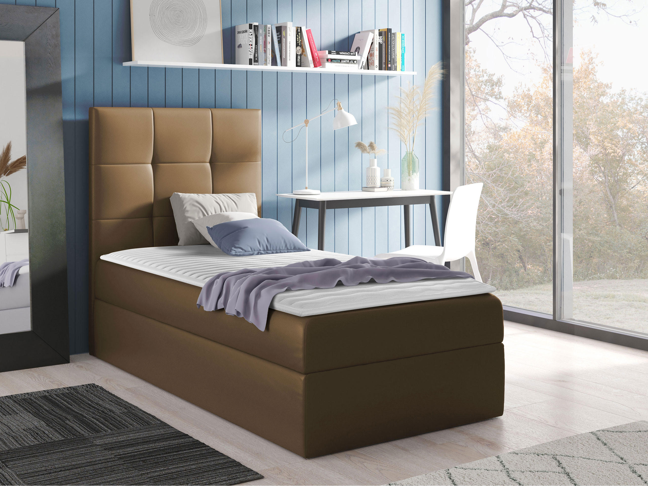 BOXBETT Mini 2, Seite zum Öffnen des Bettkastens: Links - Braun, Holz (80/200cm) - MIRJAN24