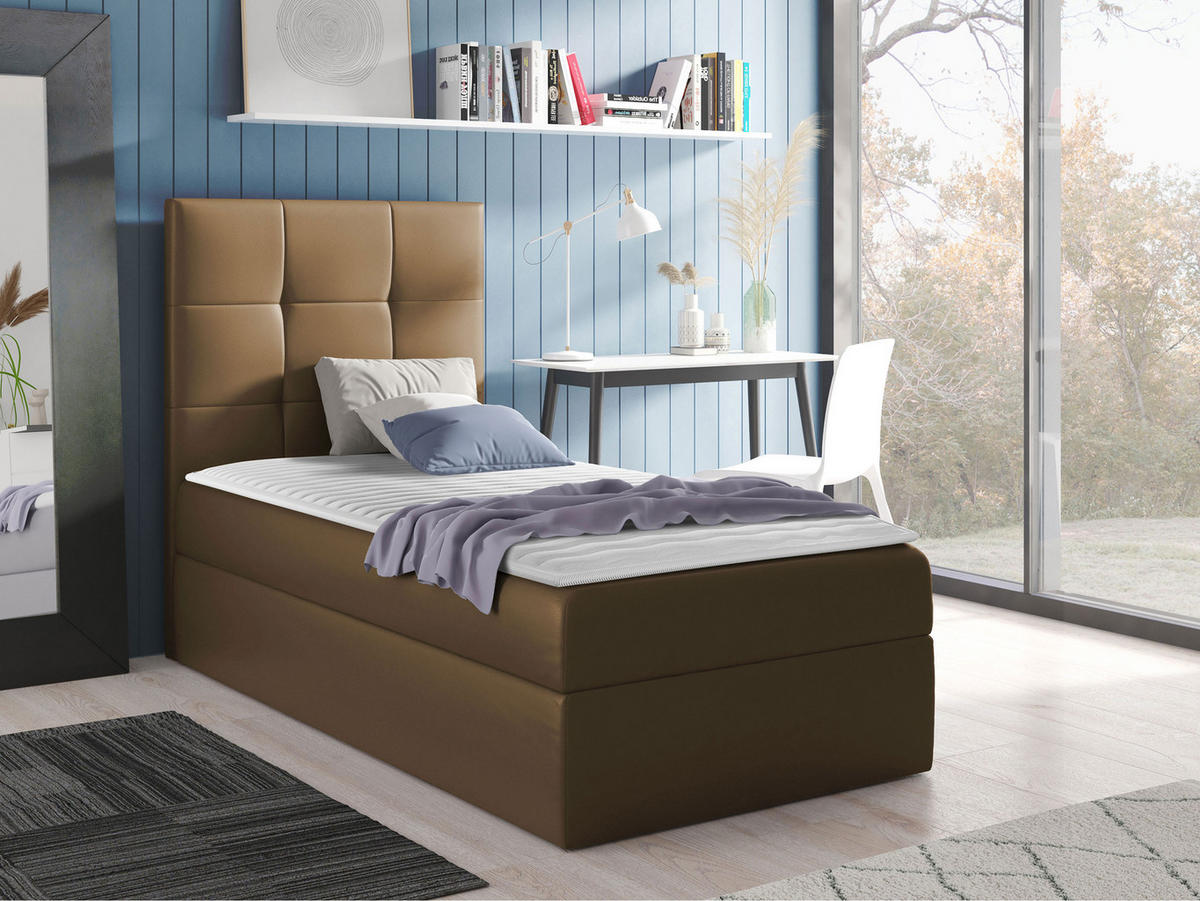 BOXBETT Mini 2, Seite zum Öffnen des Bettkastens: Links - Braun, Holz (80/200cm) - MIRJAN24