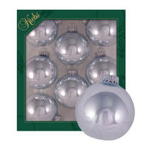 CHRISTBAUMKUGELN Uni-Design Aureline Grau 7cm (Glas / 8 Stk.) - Grau, Glas (6/7/6cm) - Krebs Glas Lauscha