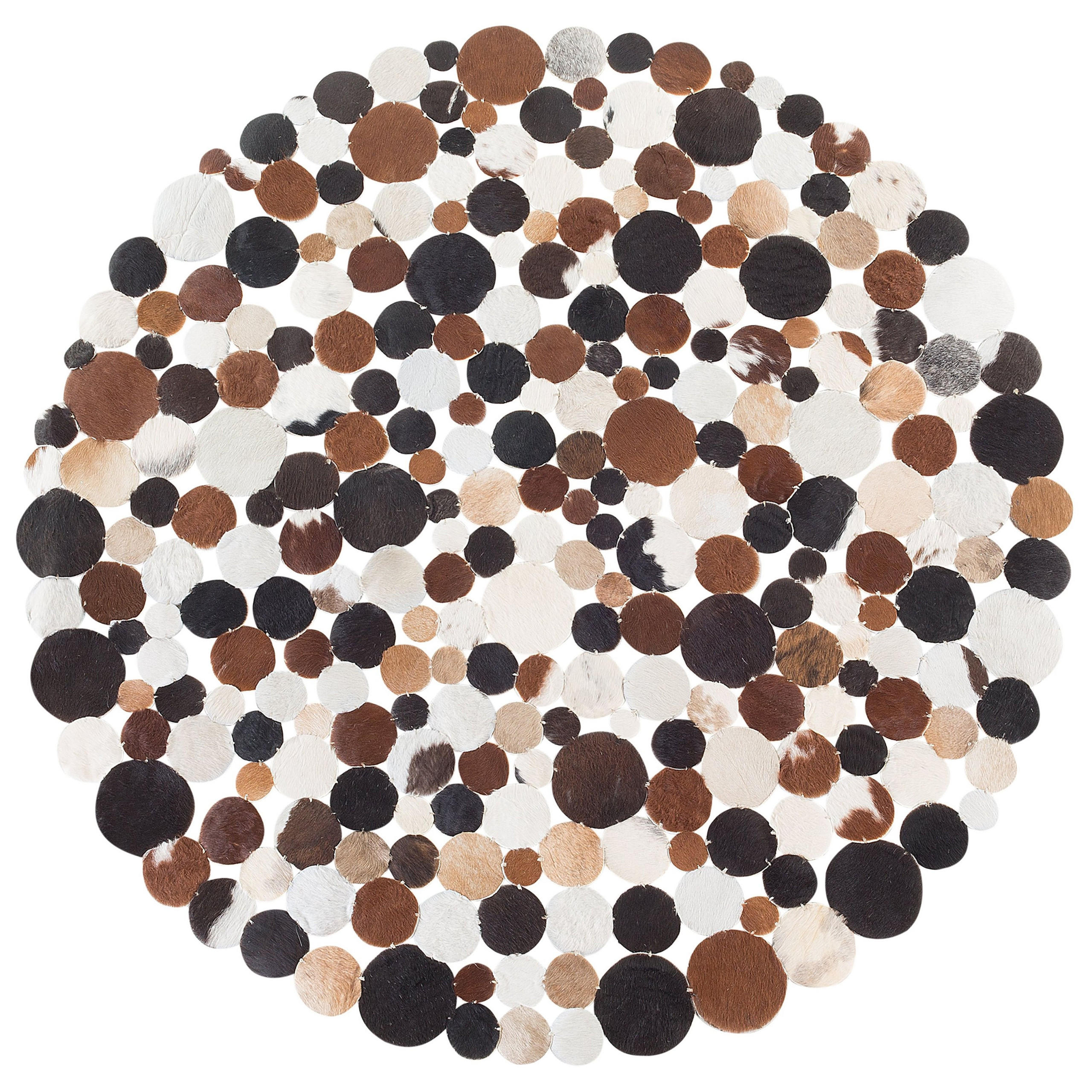 KURZFLOR-TEPPICH Sorgun 140/140 cm - Braun, Fell (140/140cm) - Beliani