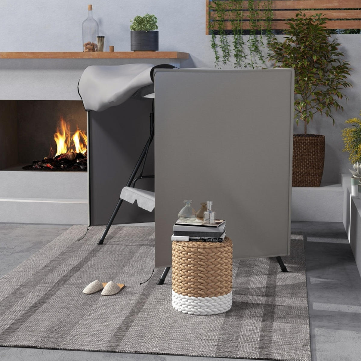 ABDECKPLANE 177x114x152 cm Gartenschaukel grau - Grau, Textil (114/177/152cm) - Fortuna Lai