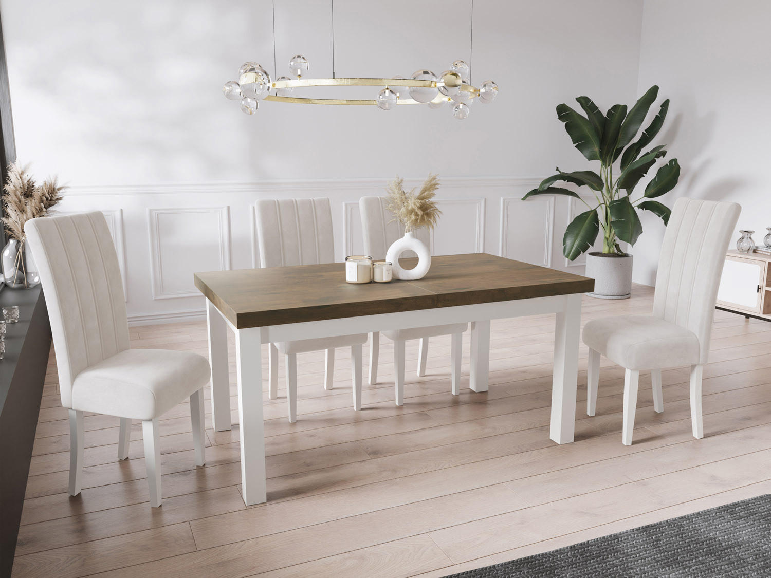 ESSTISCH Avena rechteckig ausziehbar, Lefkas Eiche 160/90/78 - Alteiche/Weiß, Holz/Holzwerkstoff (160/90/78cm) - WFL GROUP