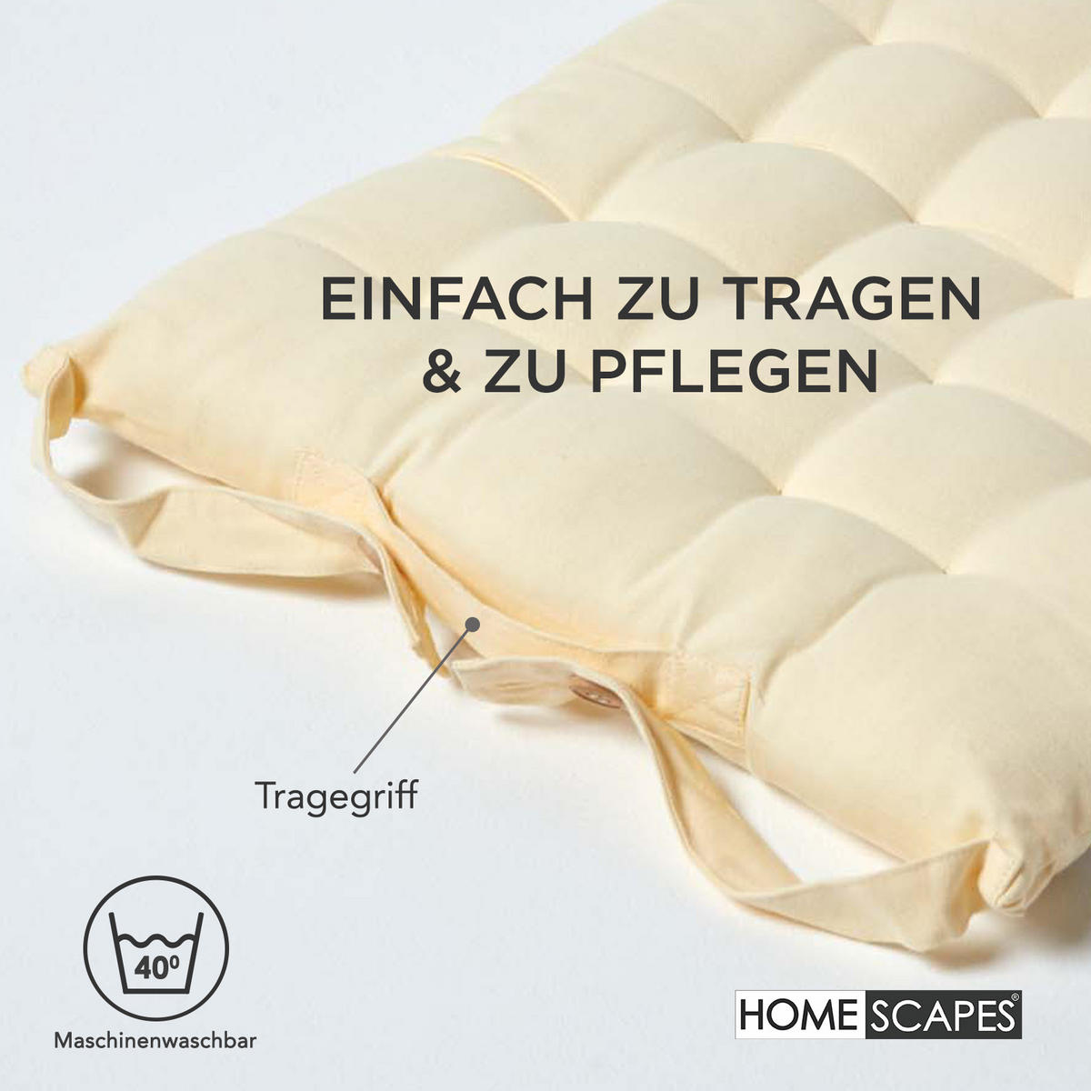 STUHLKISSEN 6er-Set creme 40/40/6,5 cm - Creme, Textil (40/40/6.5cm) - Homescapes