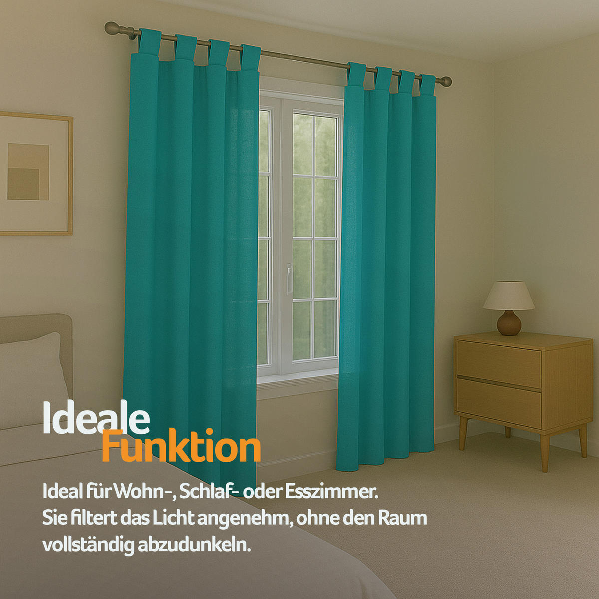 SCHLAUFENSCHAL blickdicht 140x225 cm Türkis 2er-Pack - Türkis, Textil (140/225cm)