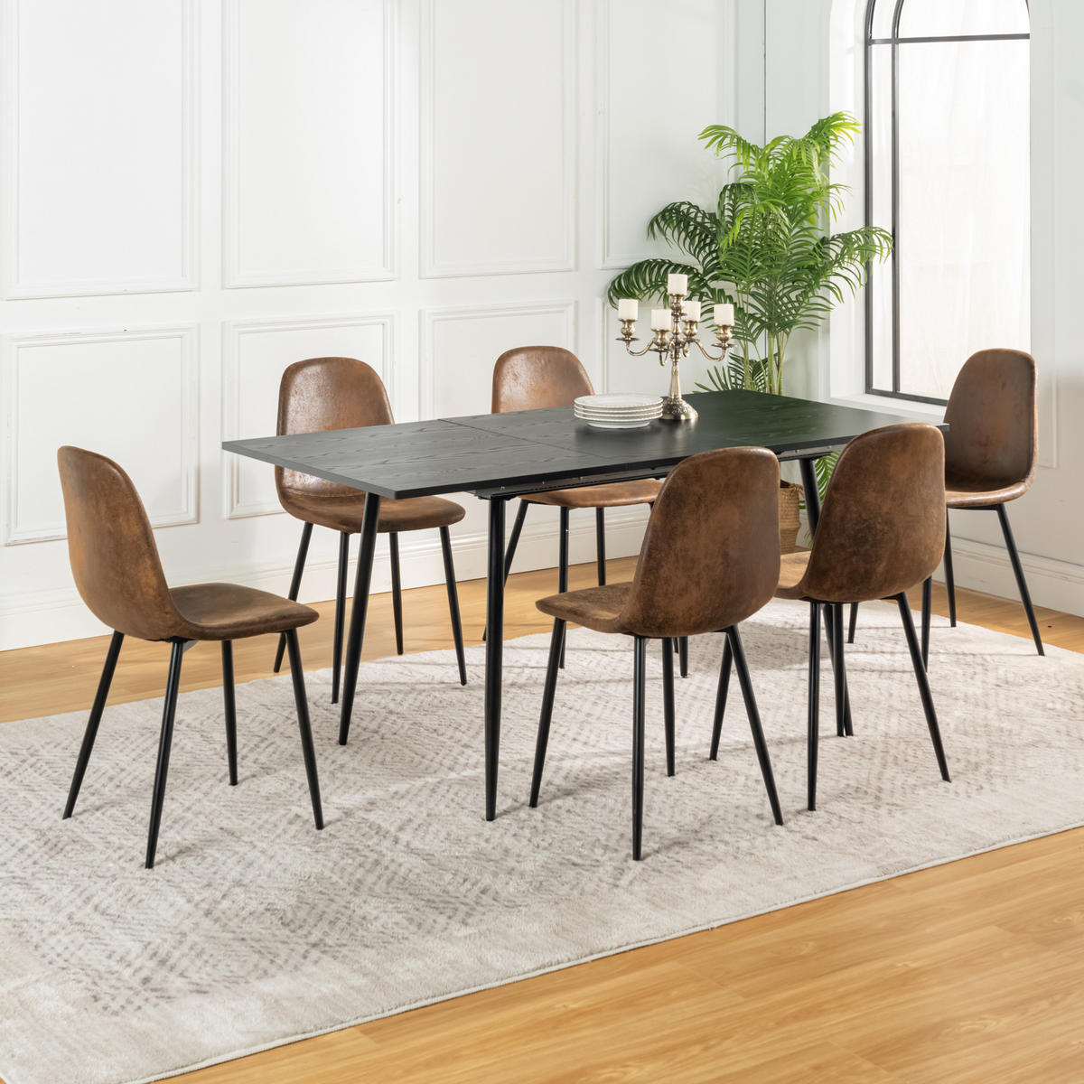 ESSTISCH Rechteckig, schwarz, ausziehbar - Schwarz, Holz/Metall (80/120/75cm) - Urban Meuble