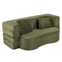 SCHLAFSOFA 2-in-1 als Sofa und Gästebett mit 2 Kissen und weichem Kurzplüschbezug, Grün - Grün, Kunststoff (180/70/55cm) - Redom
