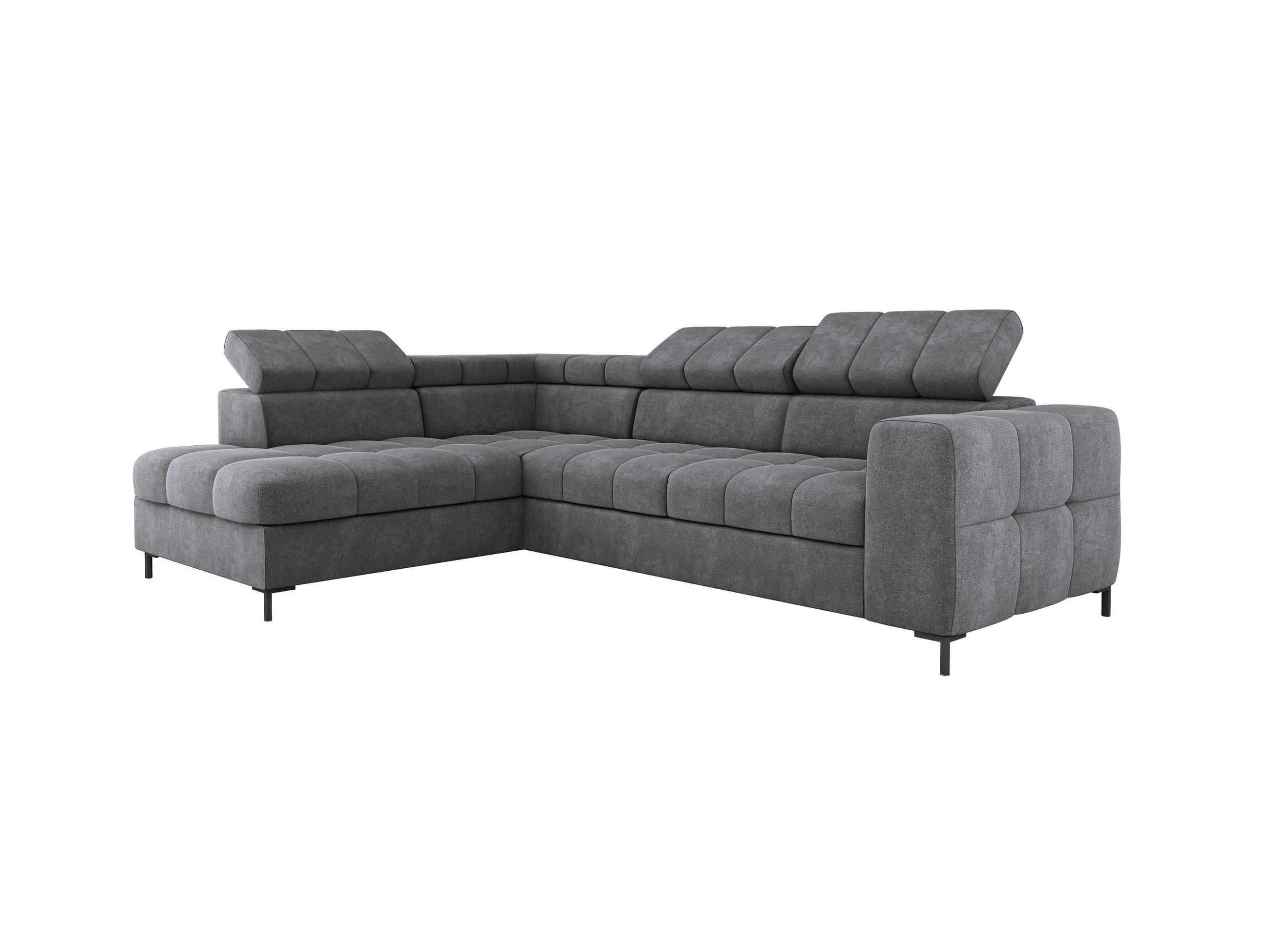 ECKSOFA PABLOS 279x201cm, Schlaffunktion, Stauraum, hellgrau, links - Hellgrau, Holz/Textil (201/279cm) - DomoHome