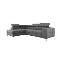 ECKSOFA PABLOS 279x201cm, Schlaffunktion, Stauraum, hellgrau, links - Hellgrau, Holz/Textil (201/279cm) - DomoHome