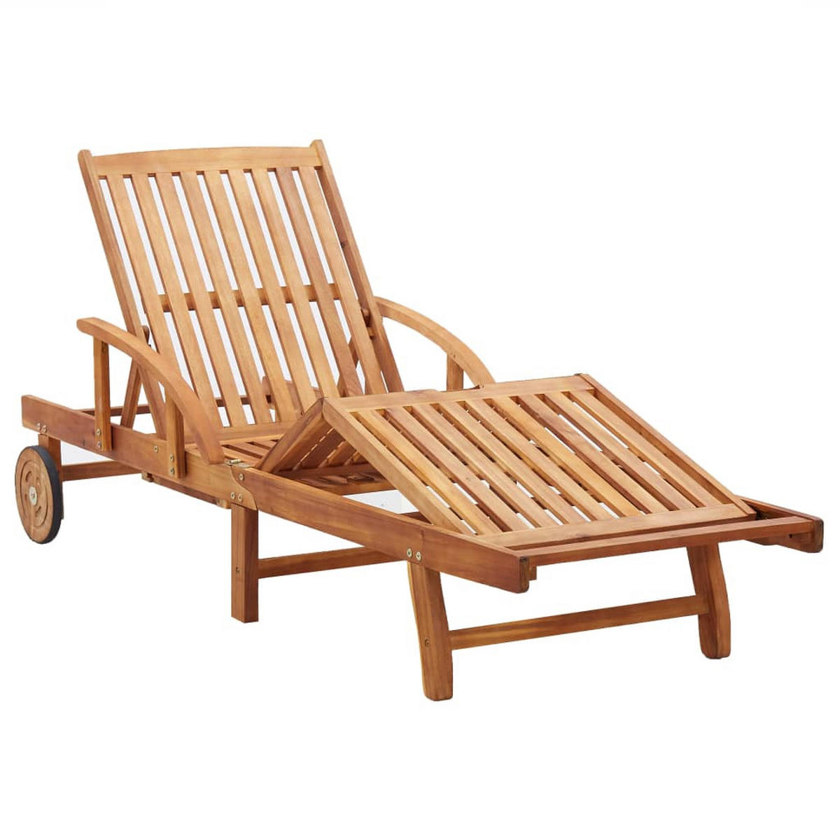 SONNENLIEGE Mit Auflage Massivholz Akazie - Braun, Holz (68/83/200cm) - vidaXL