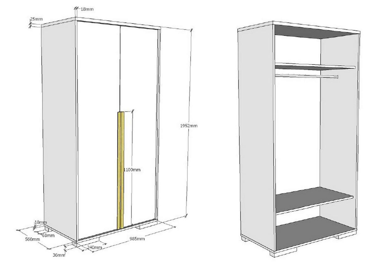 KINDERZIMMERSCHRANK Kariotta 99x56x195 2-trg. Holzwerkstoff Weiß/Buche - Buchefarben/Weiß, Holzwerkstoff (99/195/56cm) - 58aufmkessel