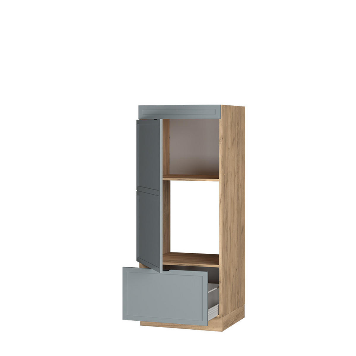 MIKROWELLENSCHRANK Fame-Line Hellblau-grau 60 cm - Honigeiche/Eiche Wotan, Holzwerkstoff (60/153.6/58.1cm) - Vicco