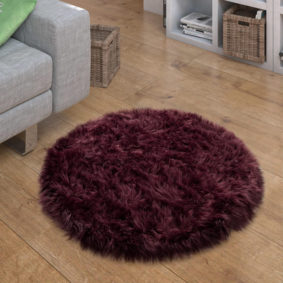 HOCHFLORTEPPICH Waschbar, einfarbig, Lila, Ø 90 cm - Lila, Textil (90/90cm) - KADIMA DESIGN