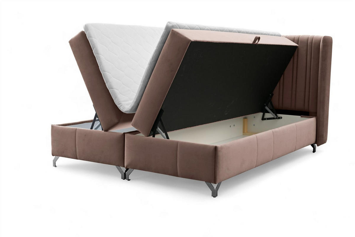 BOXBETT Damien - Dunkelbraun, Holzwerkstoff/Textil (180/200cm) - Fun Möbel
