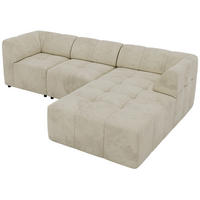 ECKSOFA VORITA L 3M - Beige Velvet - Rechts Seite - Beige/Schwarz, Kunststoff/Textil (176/267cm) - MKS