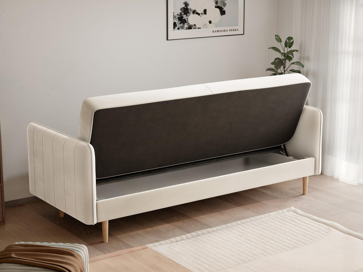 SCHLAFSOFA COLETTE mit Bettkasten Creme - Creme, Holzwerkstoff/Kunststoff (200/85/90cm) - Idohome