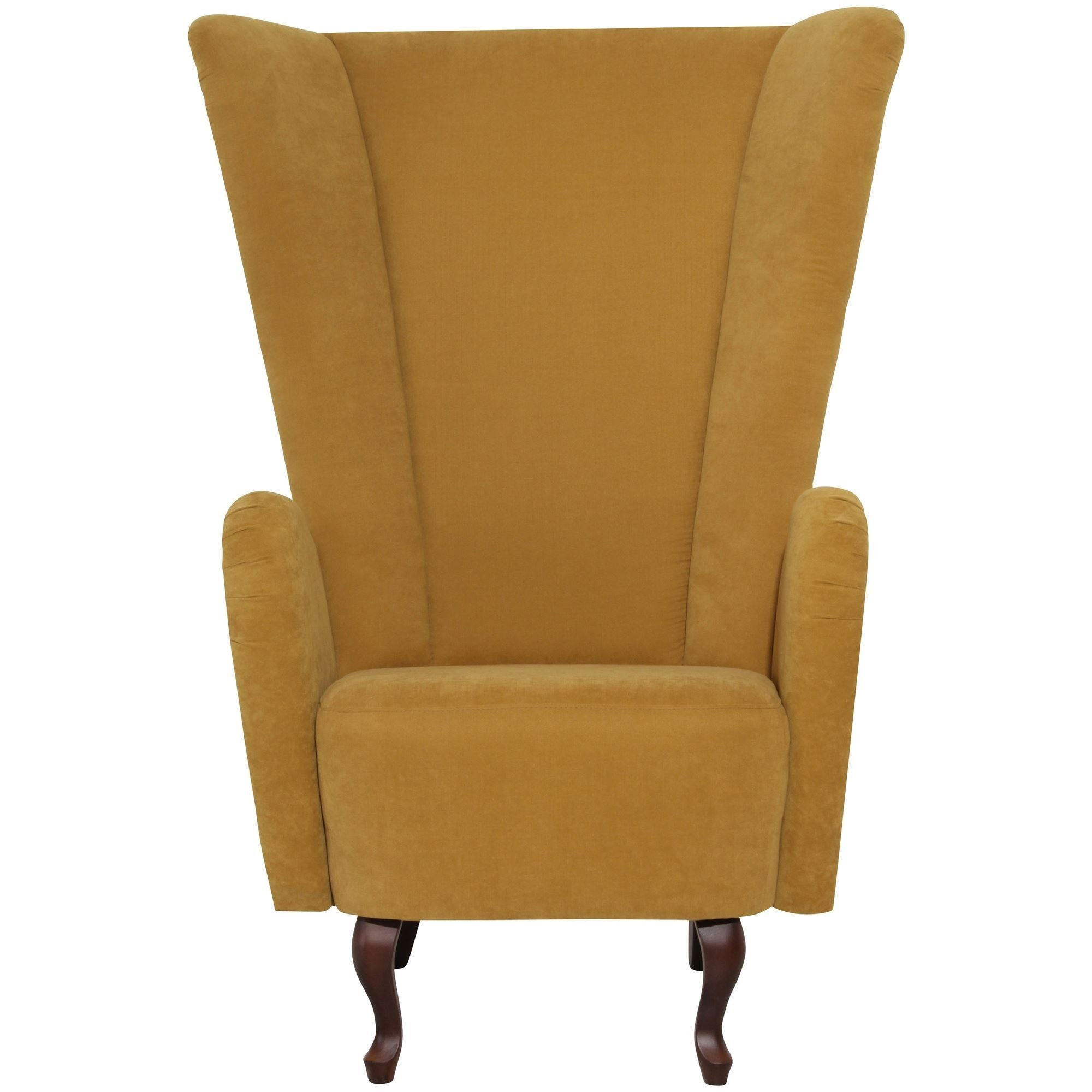 HOCHLEHNSESSEL Kailey Bezug Velourstoff Buche nussbaum dunkel / mais - Gelb, Kunststoff (96/122/89cm) - 58aufmkessel