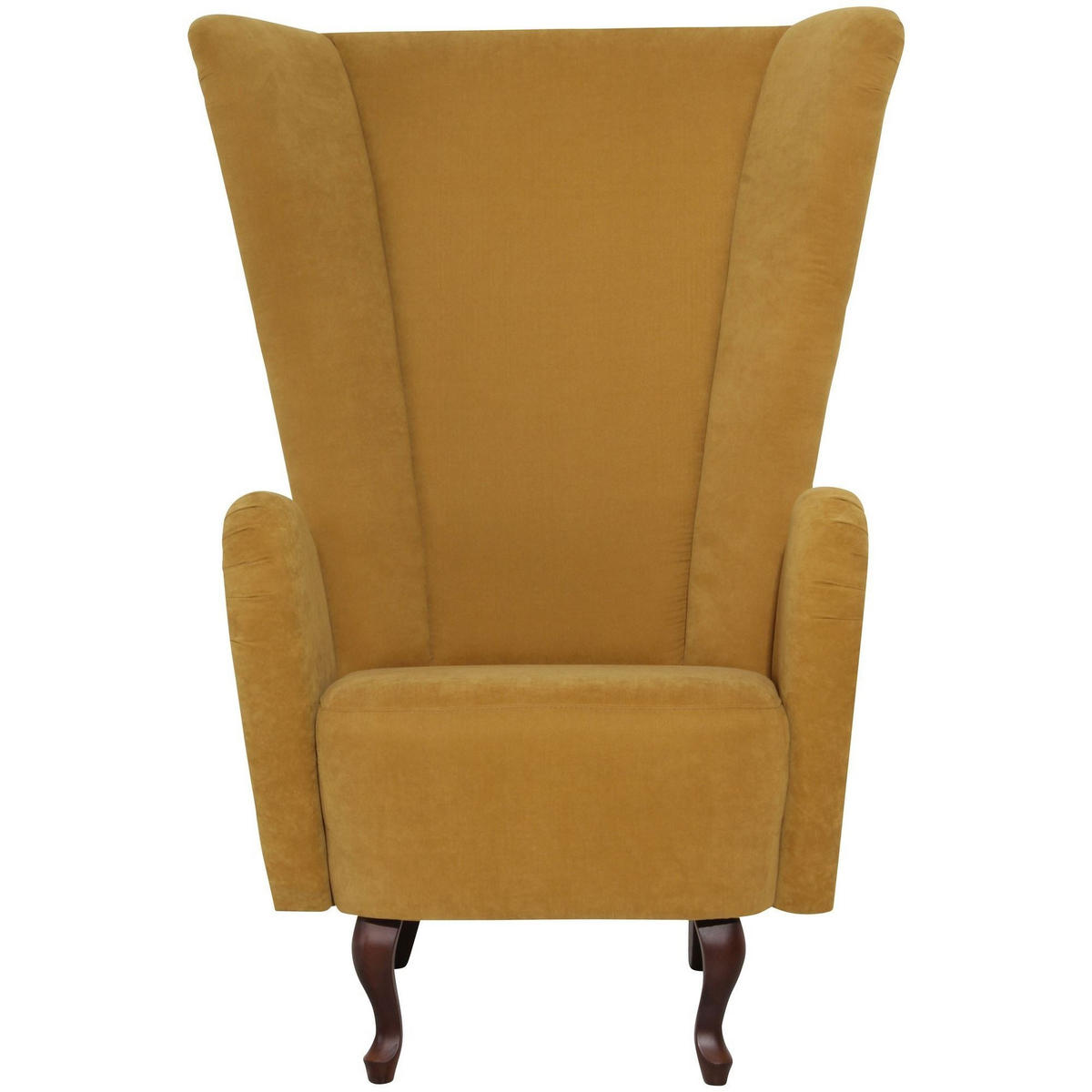 HOCHLEHNSESSEL Kailey Bezug Velourstoff Buche nussbaum dunkel / mais - Gelb, Kunststoff (96/122/89cm) - 58aufmkessel