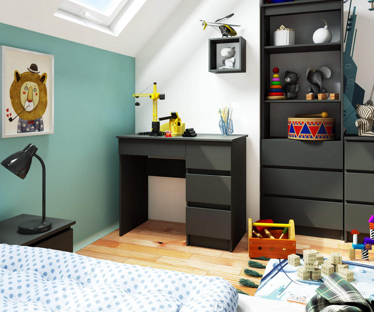 SCHREIBTISCH Graphit Grau 77/90/50 - Graphitfarben, Holzwerkstoff (50/90/77cm) - RAUMHIRSCH FURNITURE