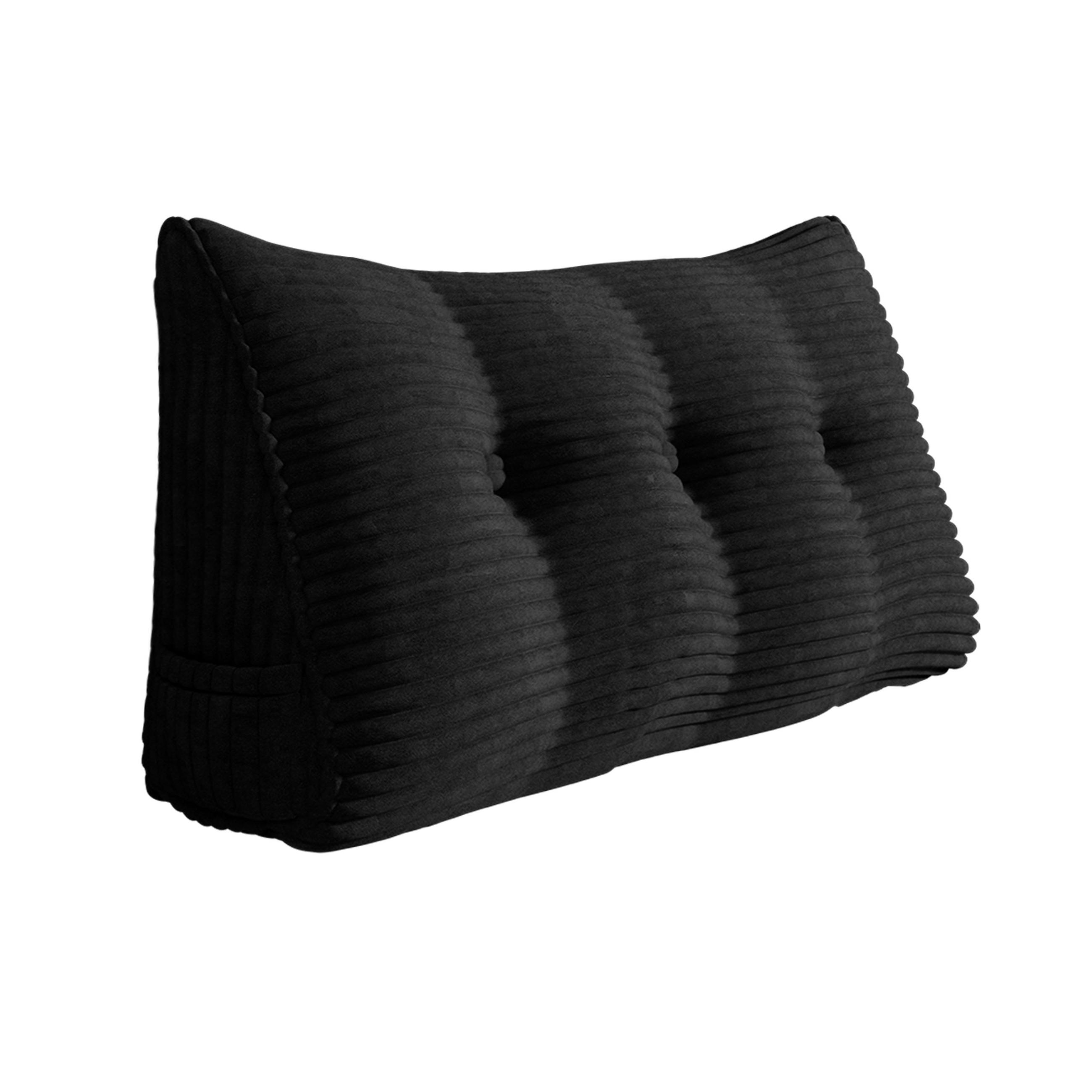 RÜCKENKISSEN für Bett Kord Schwarz 100 cm - Schwarz, Textil (50/100cm) - Vercart