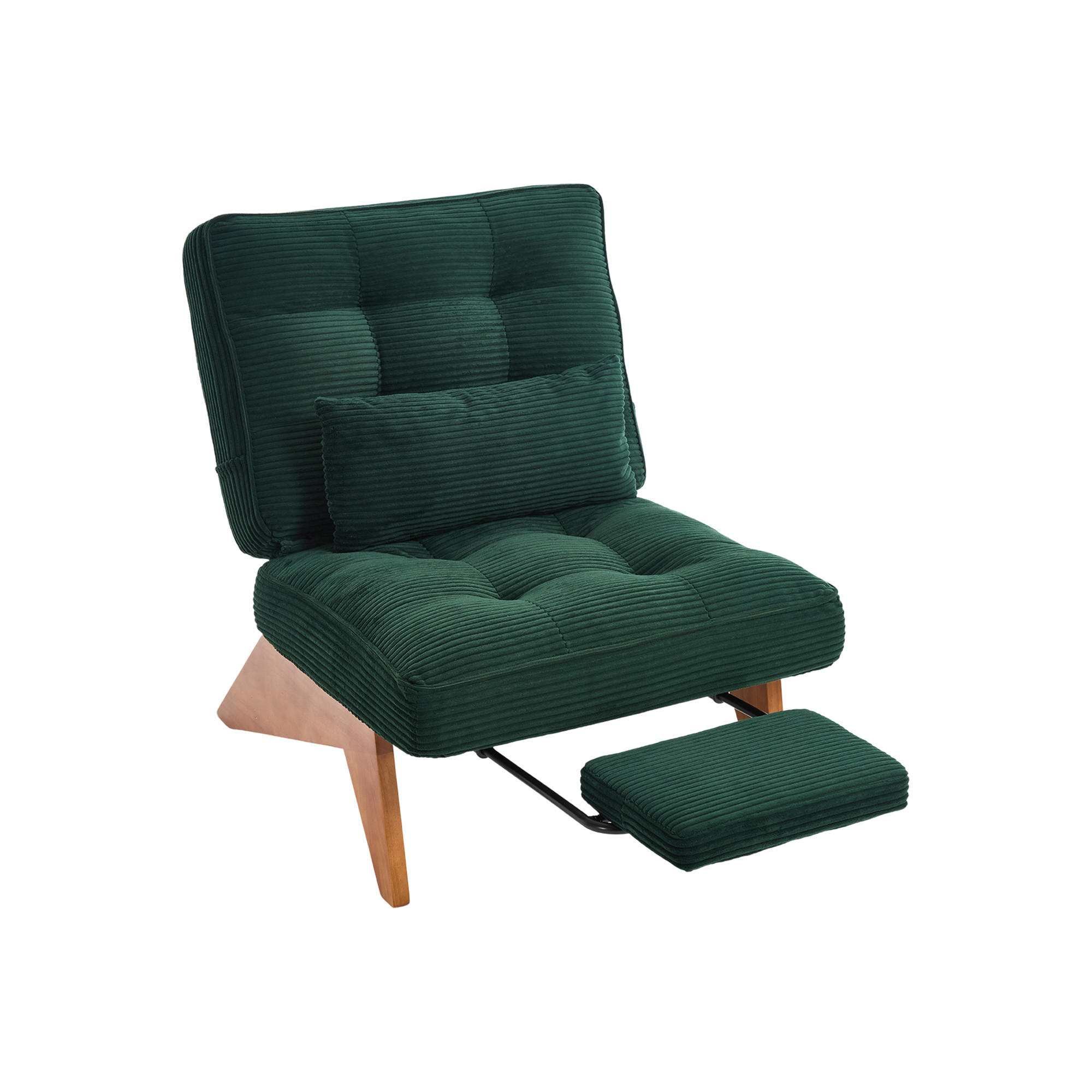 SESSEL Cord Smaragd mit Verstellbarer Rückenlehne und Kissen - Jadegrün, Holzwerkstoff/Textil (73/90/127cm) - WISHDOR