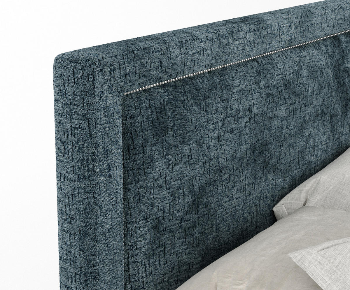 BOXSPRINGBETT Lavenda Blau 180/200 cm - Blau/Schwarz, Holz/Holzwerkstoff (180/200cm) - Maison de Reve