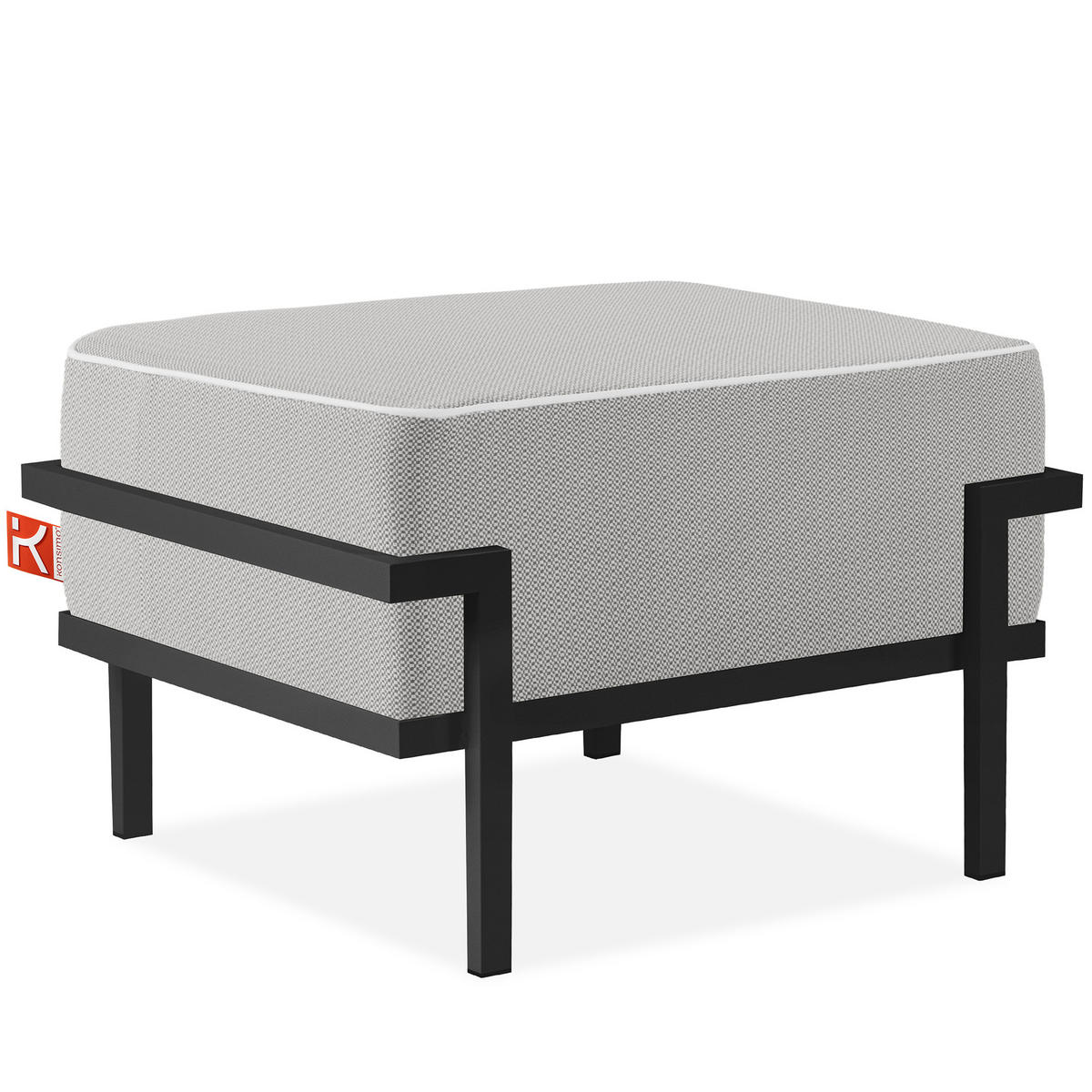 GARTENLOUNGE-HOCKER TRIGLO auf Metallfüßen, Modern, Dunkelgrau - Dunkelgrau/Weiß, Textil/Metall (69/44/54cm) - KONSIMO®