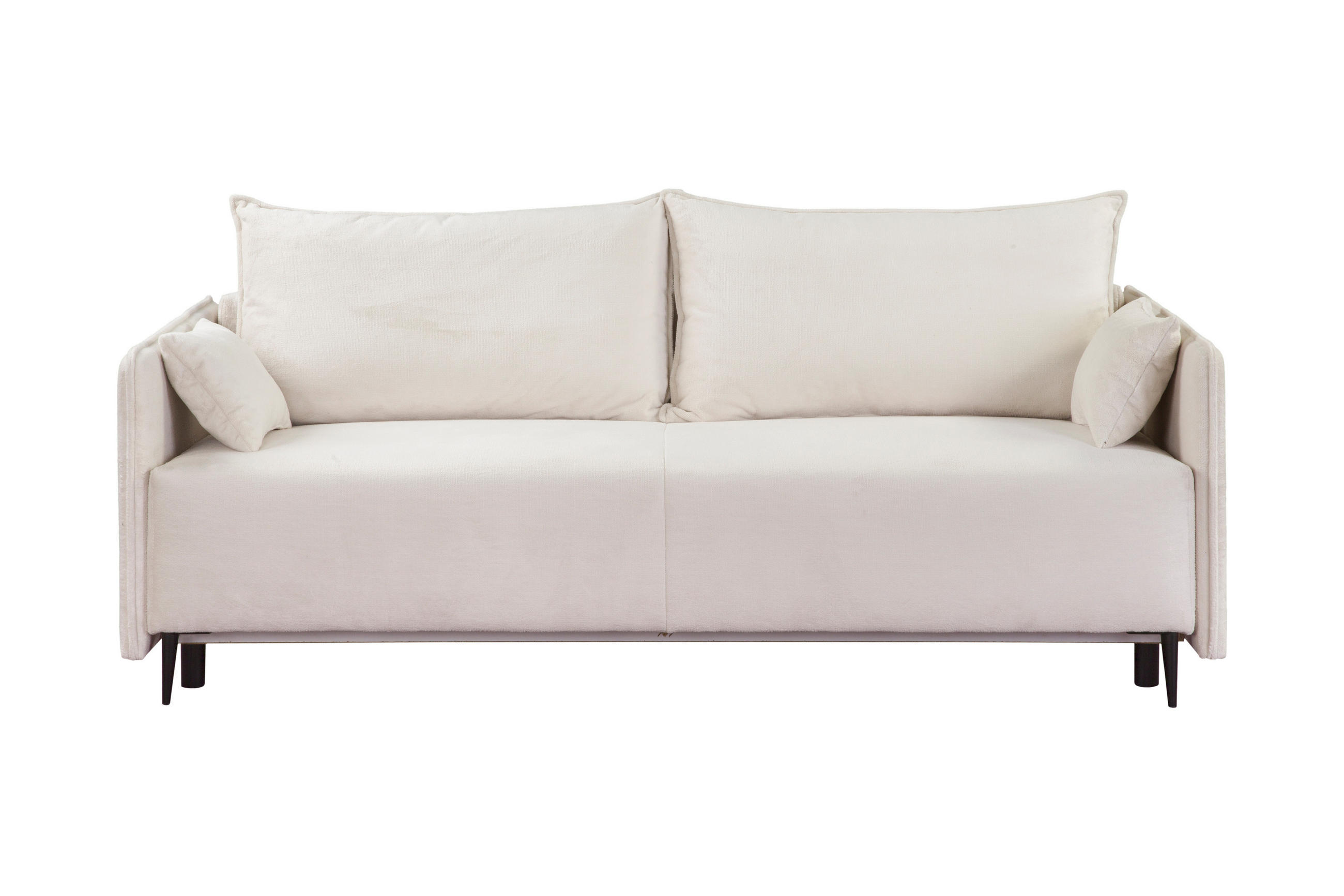 BETTSOFA ARNO Beige Plüsch-Stoff mit Schlaffunktion - Beige, Textil (102/97/216cm) - MASSENO