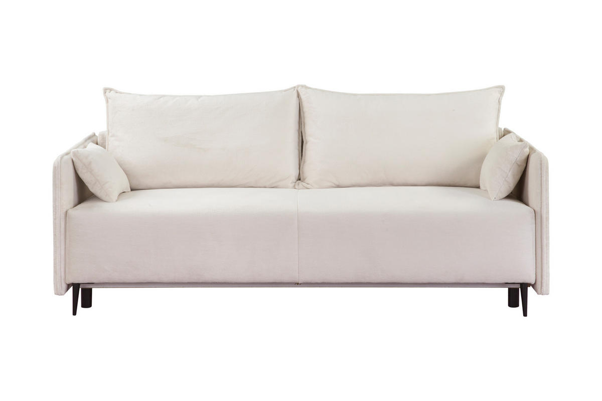 BETTSOFA ARNO Beige Plüsch-Stoff mit Schlaffunktion - Beige, Textil (102/97/216cm) - MASSENO