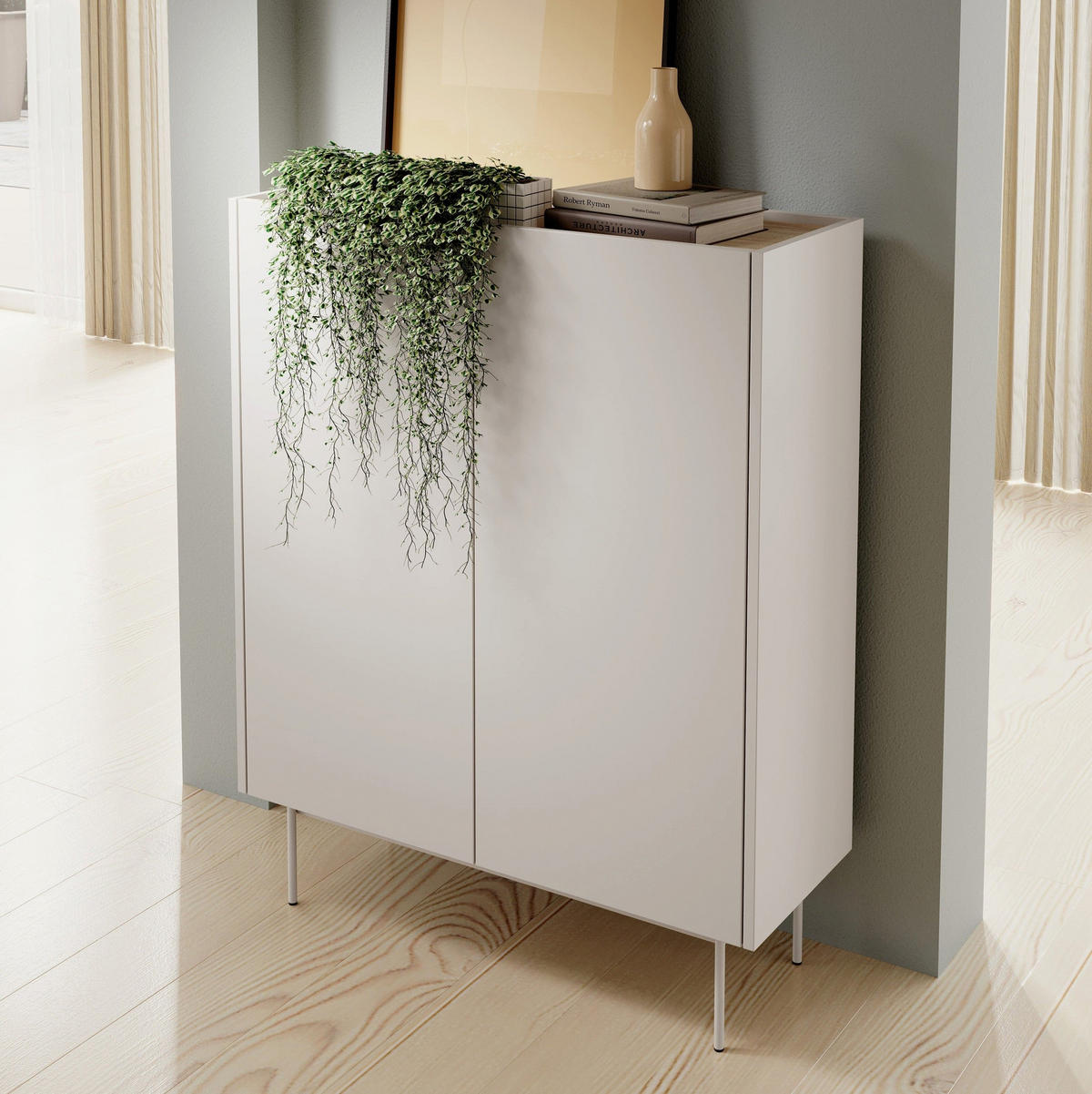 KOMMODE Bema Keramikrot - Rostfarben, Holzwerkstoff (97/122/37cm) - Pillovely